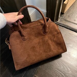 Elegant Brown Suede Handbag